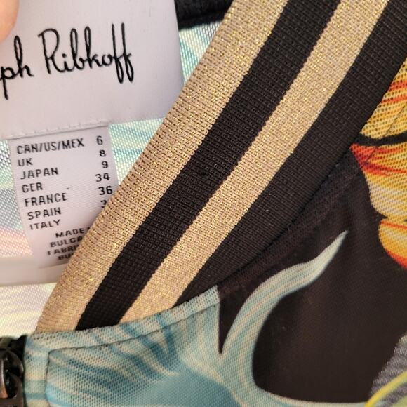 Joseph Ribkoff Black/Multi Tropical Sheer Shell Jacket size 6 - Picture 6 of 9